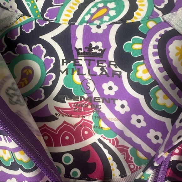 Peter Millar Womens Performance 1/4 Zip Pull Over Size Small Purple Paisley Golf - Picture 6 of 9